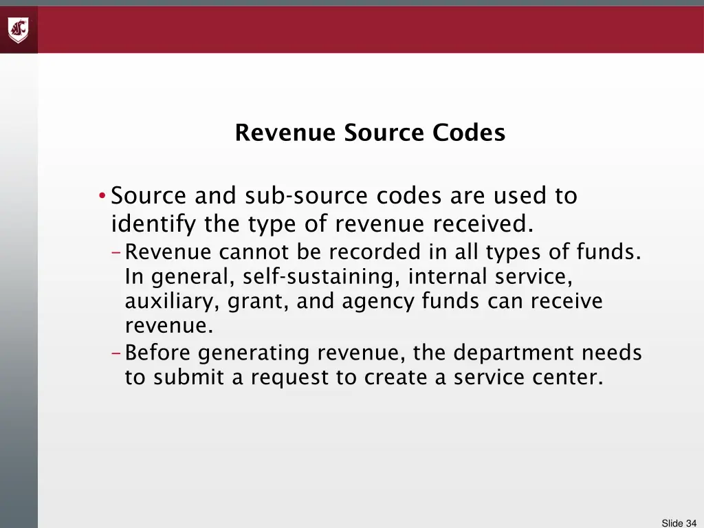 revenue source codes