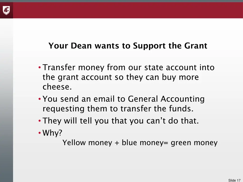 your dean wants to support the grant