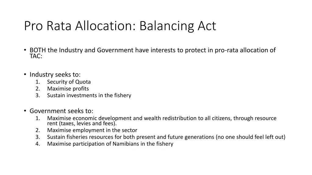 pro rata allocation balancing act