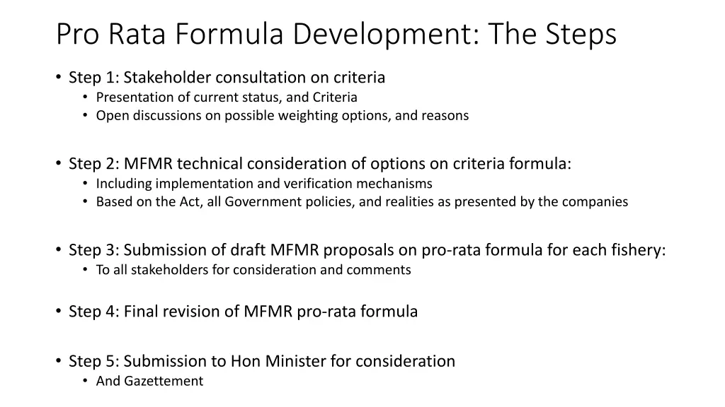 pro rata formula development the steps