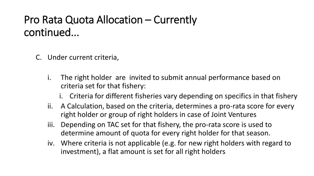 pro rata quota allocation pro rata quota