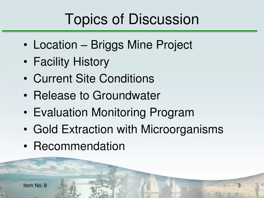 topics of discussion