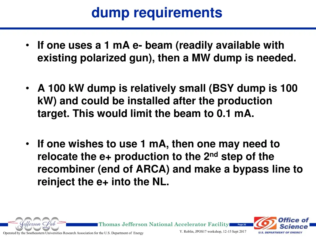 dump requirements