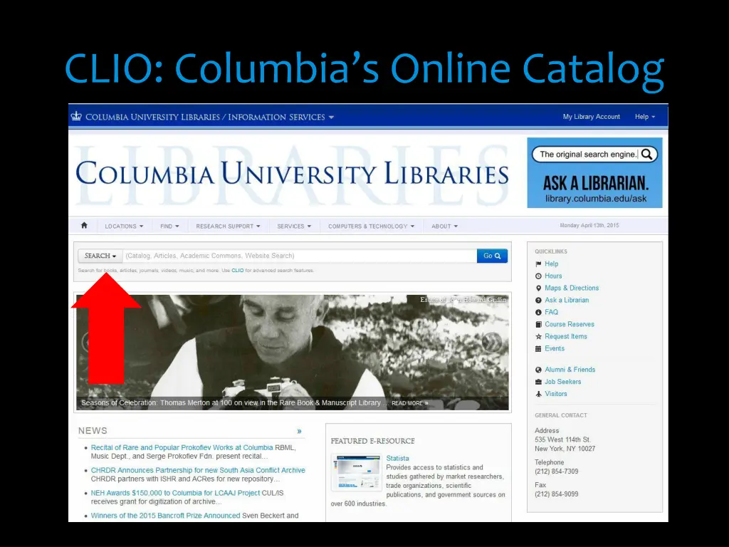 clio columbia s online catalog