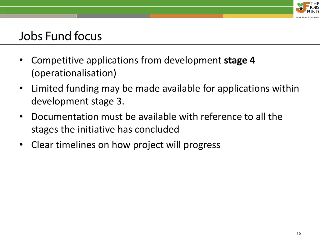 competitive applications from development stage