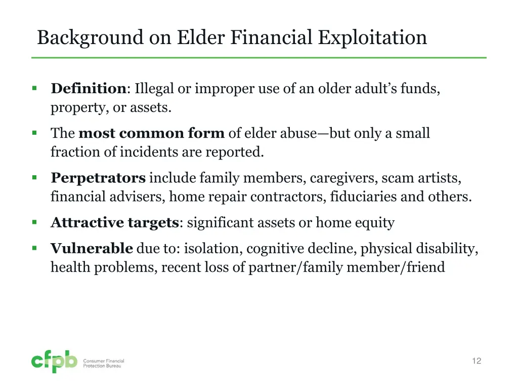 background on elder financial exploitation