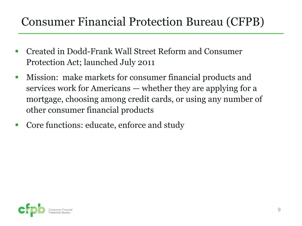 consumer financial protection bureau cfpb