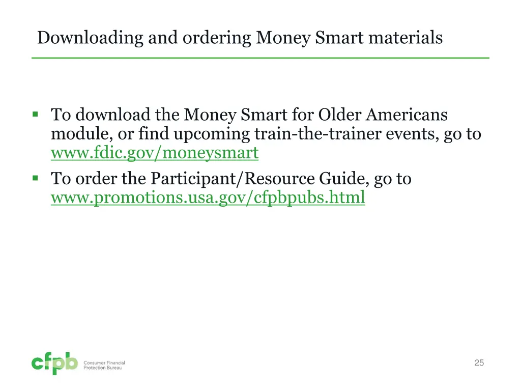 downloading and ordering money smart materials