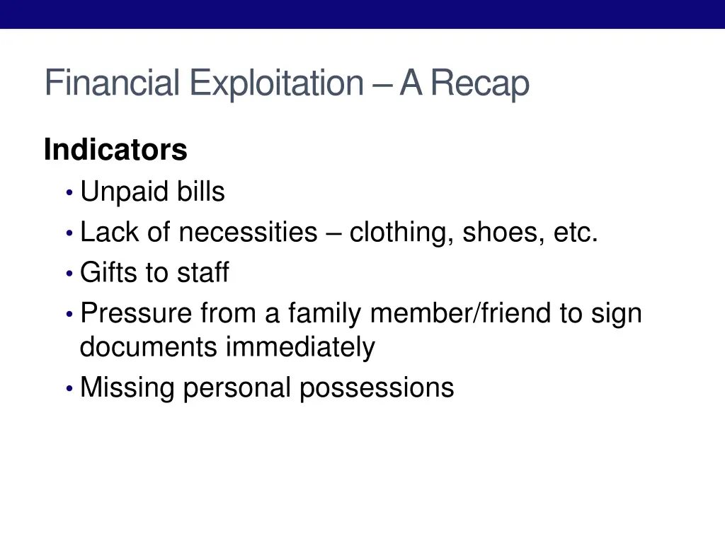 financial exploitation a recap