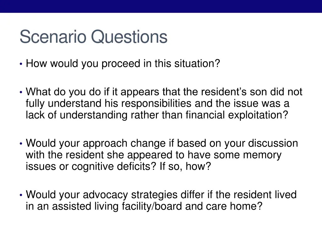 scenario questions