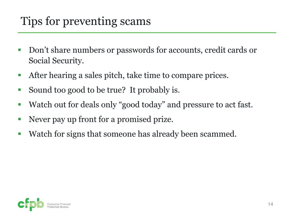 tips for preventing scams