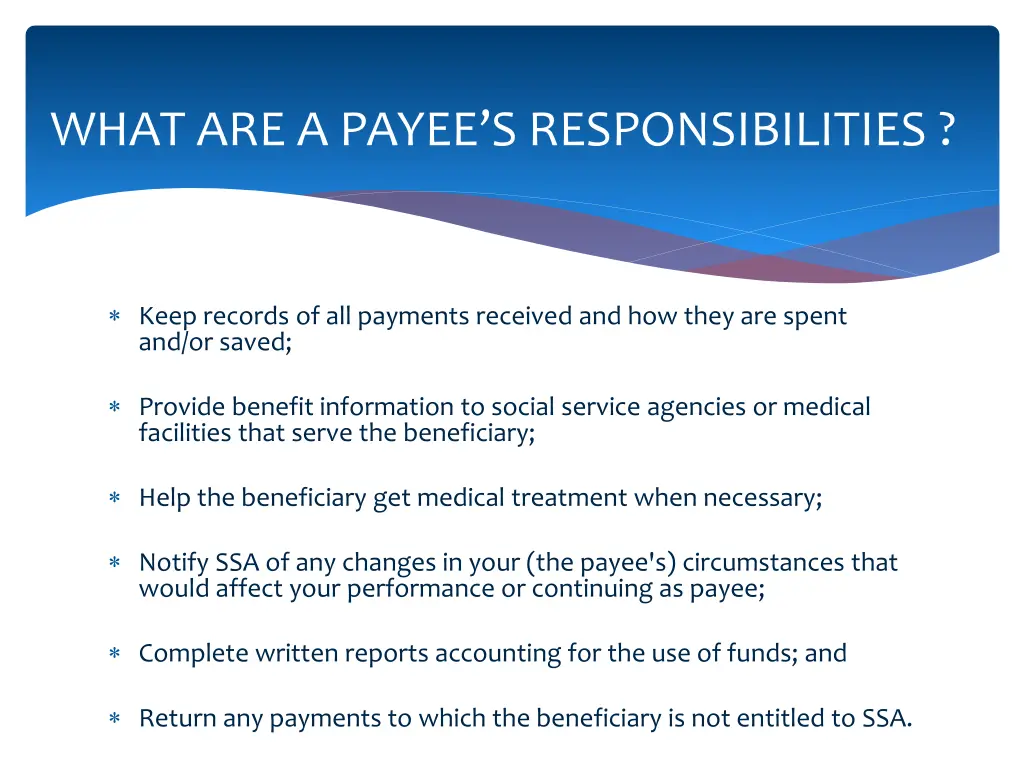 what are a payee s responsibilities 1