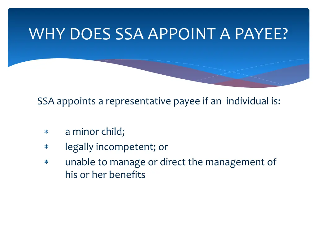 why does ssa appoint a payee