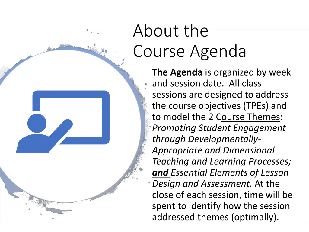 about the course agenda