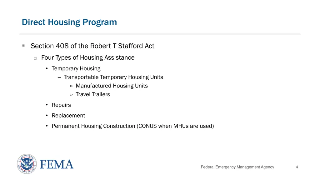 direct housing program