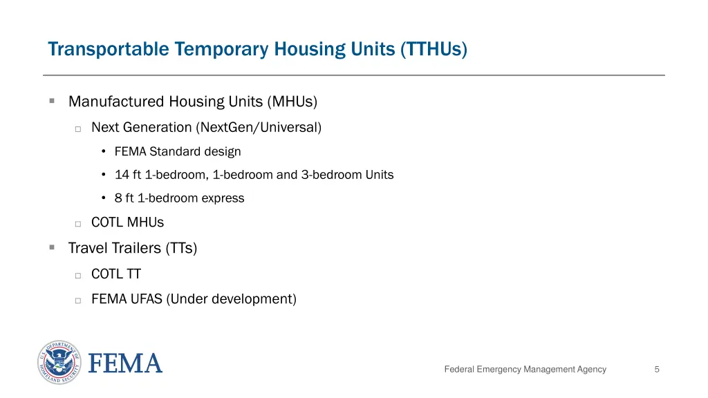 transportable temporary housing units tthus