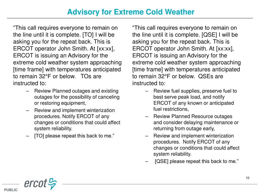 advisory for extreme cold weather