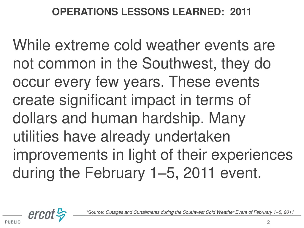 operations lessons learned 2011