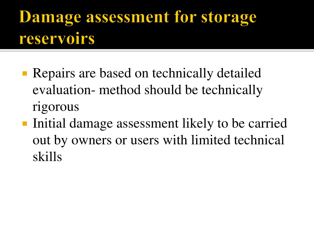 repairs are based on technically detailed