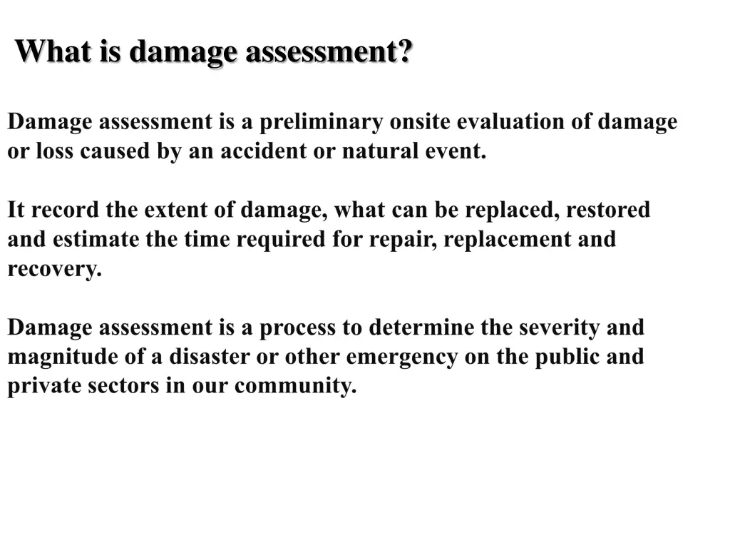 what is damage assessment