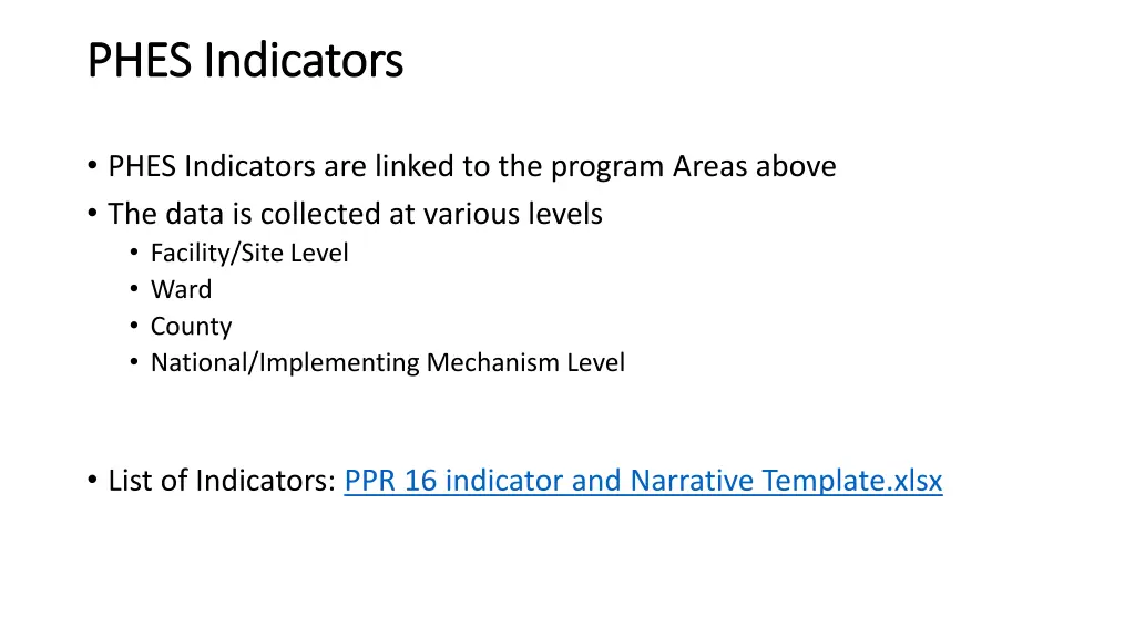 phes indicators phes indicators