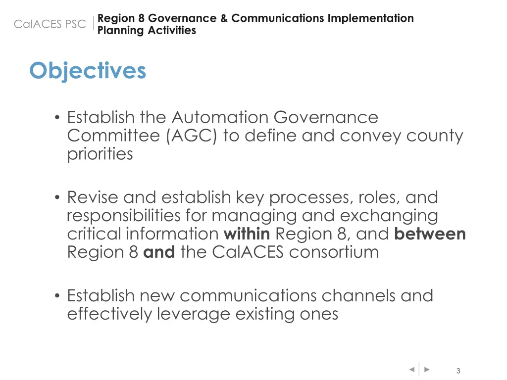 region 8 governance communications implementation 1