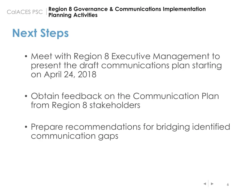 region 8 governance communications implementation 4