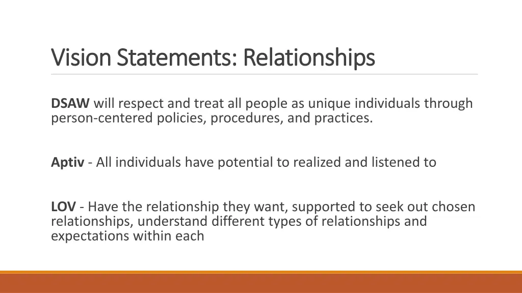 vision statements relationships vision statements 1
