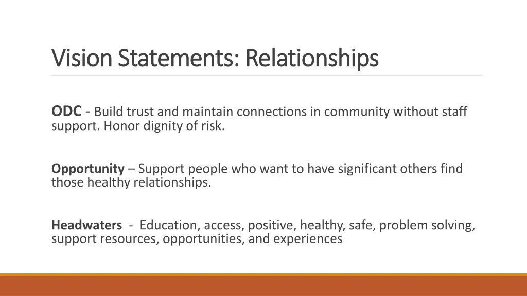 vision statements relationships vision statements
