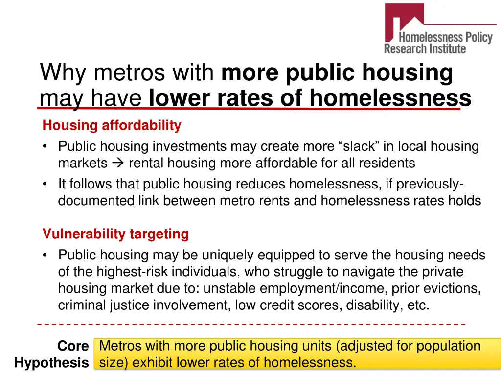 why metros with more public housing may have