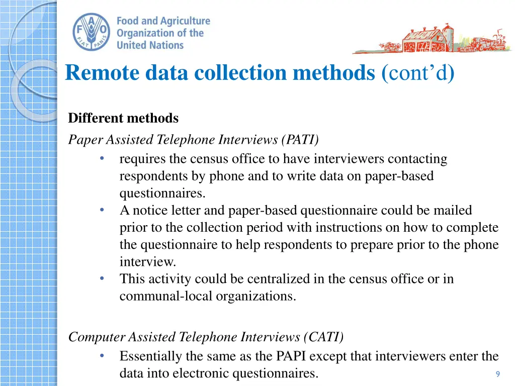 remote data collection methods cont d