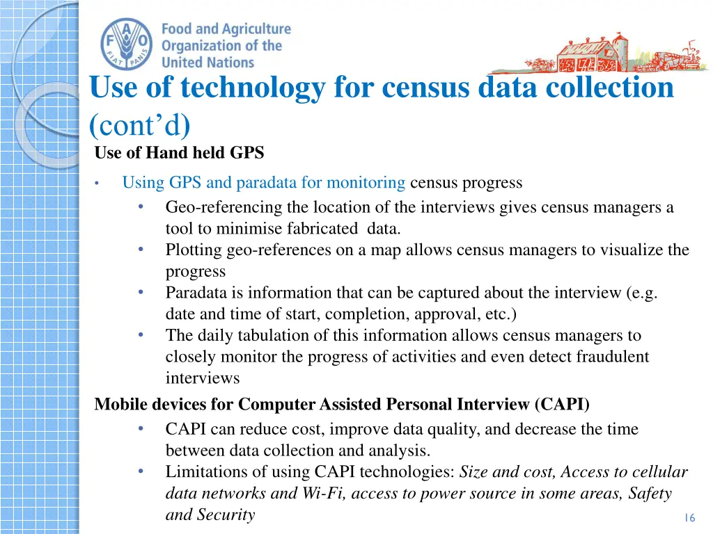 use of technology for census data collection cont