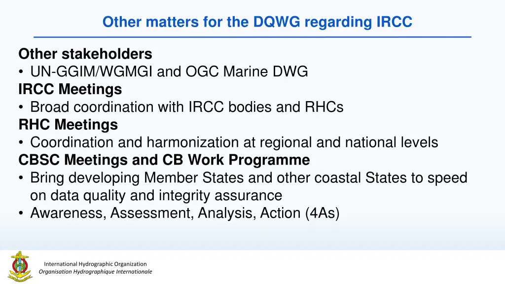 other matters for the dqwg regarding ircc 1