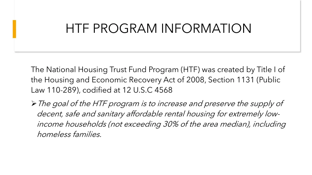 htf program information