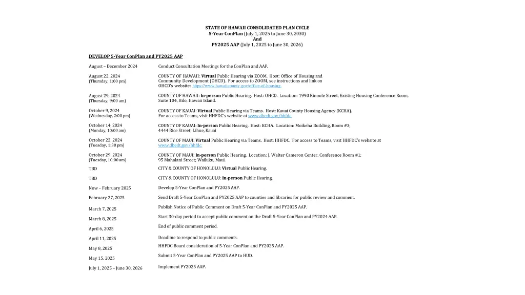 stateof hawaii consolidated plancycle 5 year