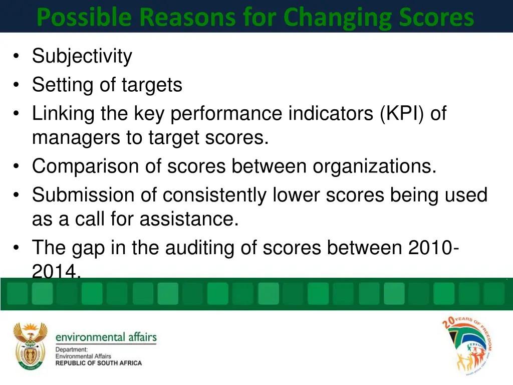 possible reasons for changing scores