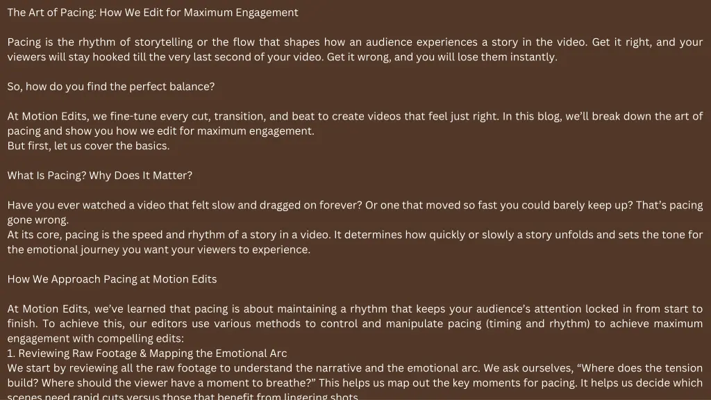 the art of pacing how we edit for maximum