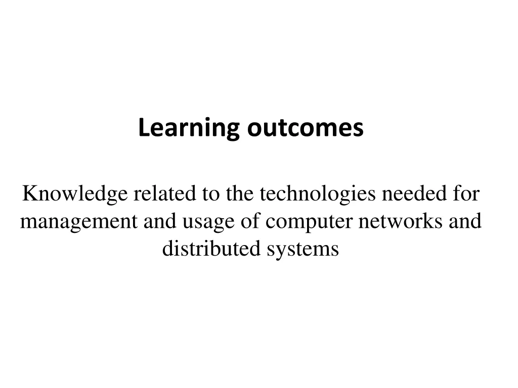 learning outcomes