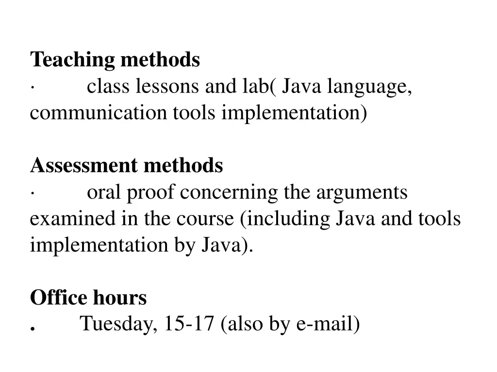 teaching methods class lessons and lab java
