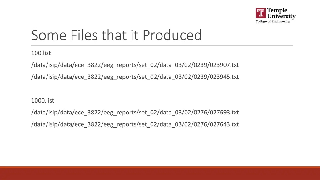 some files that it produced
