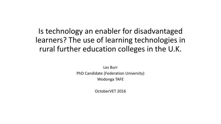 is technology an enabler for disadvantaged