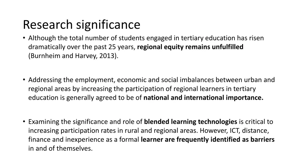 research significance although the total number