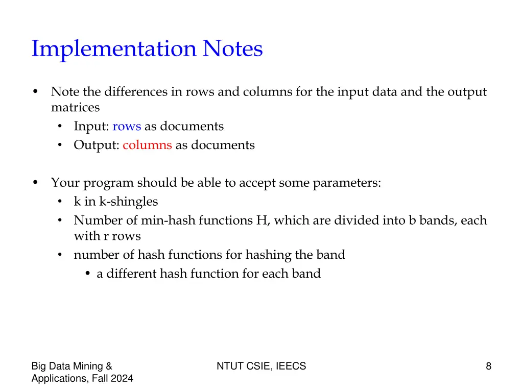 implementation notes