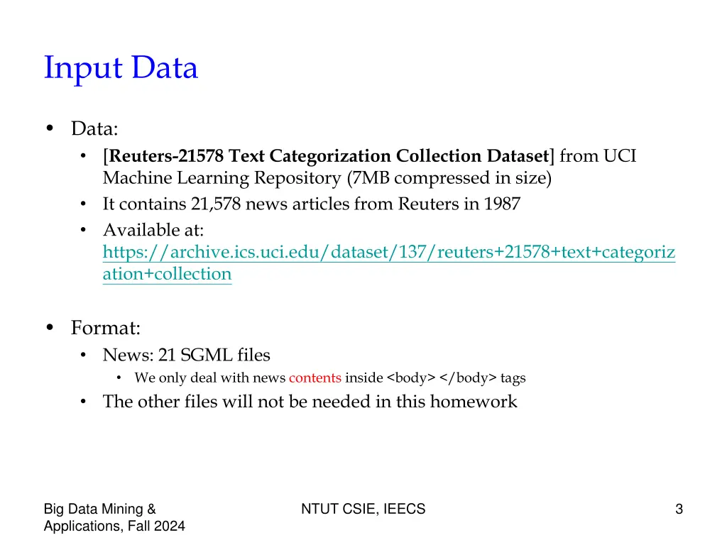 input data