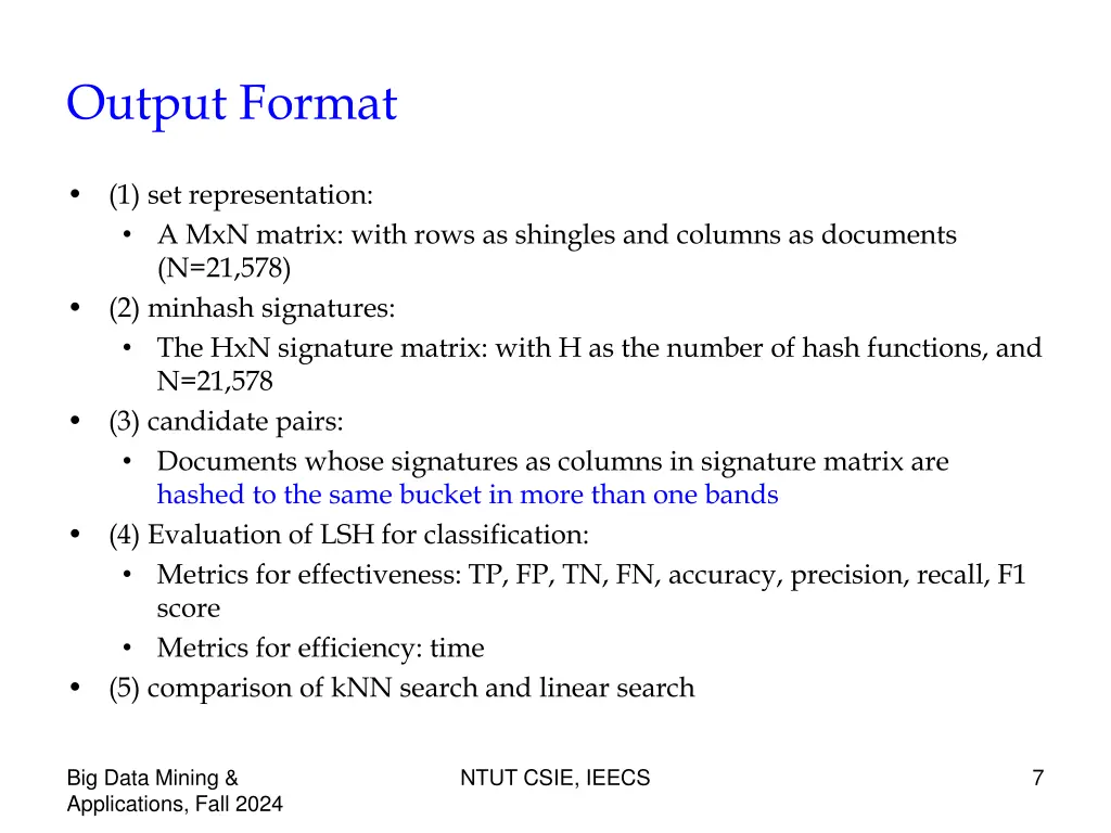 output format