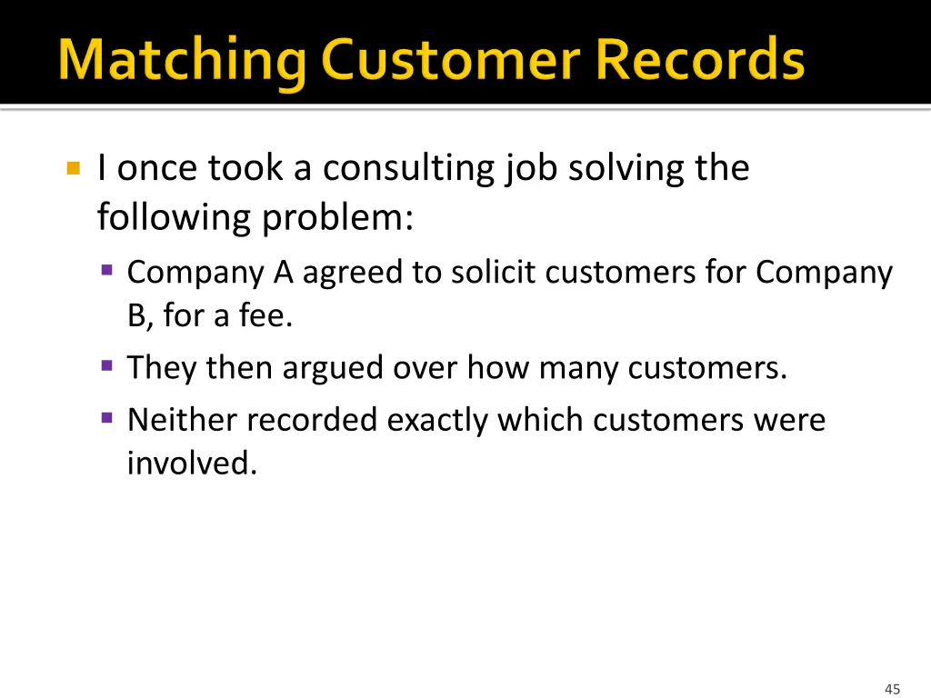 i once took a consulting job solving