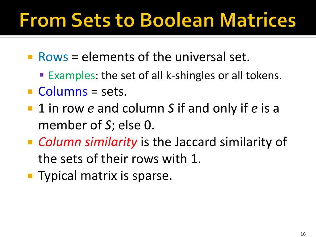 rows elements of the universal set examples