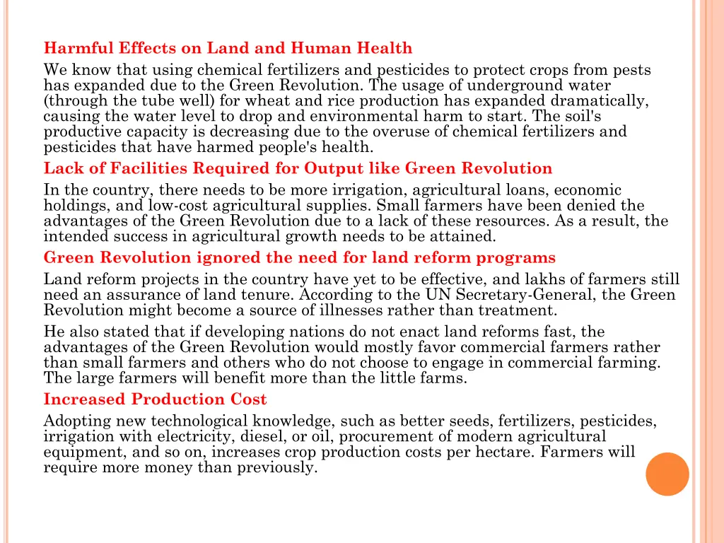 harmful effects on land and human health we know