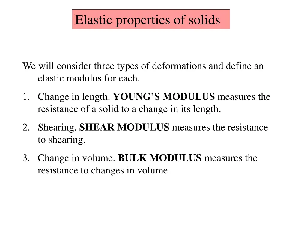 elastic properties of solids