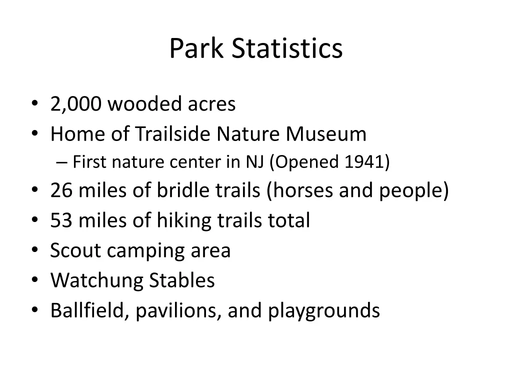 park statistics